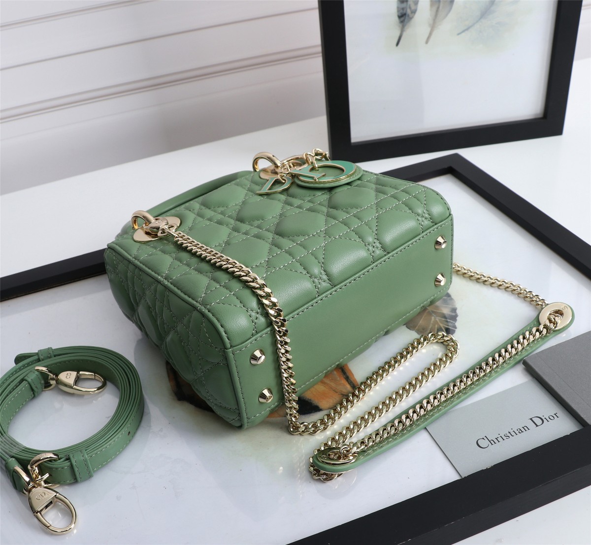 Mini Lady Dior Bag Green Cannage Lambskin